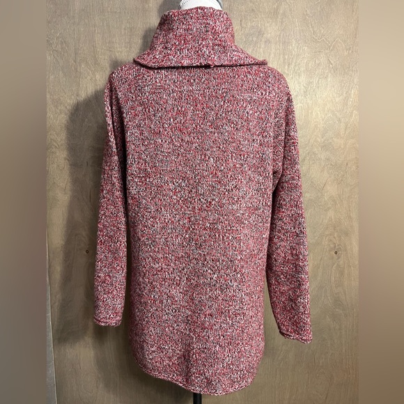 Pure Jill Wool Blend Sweater Red Marled Cowl Neck Cozy Knit Tunic M - Picture 3 of 8